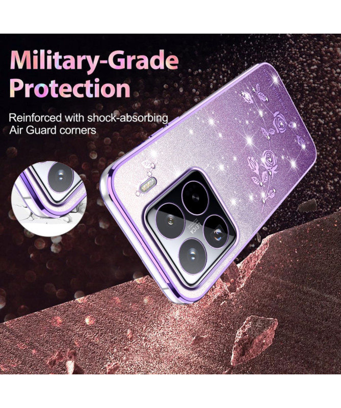 Coque Xiaomi 15 Pro Fleurs et Paillettes