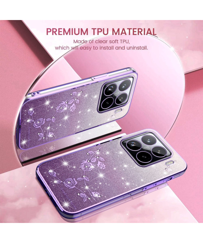 Coque Xiaomi 15 Pro Fleurs et Paillettes