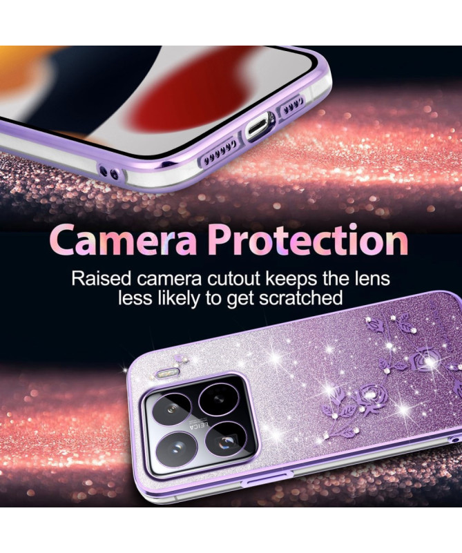Coque Xiaomi 15 Pro Fleurs et Paillettes