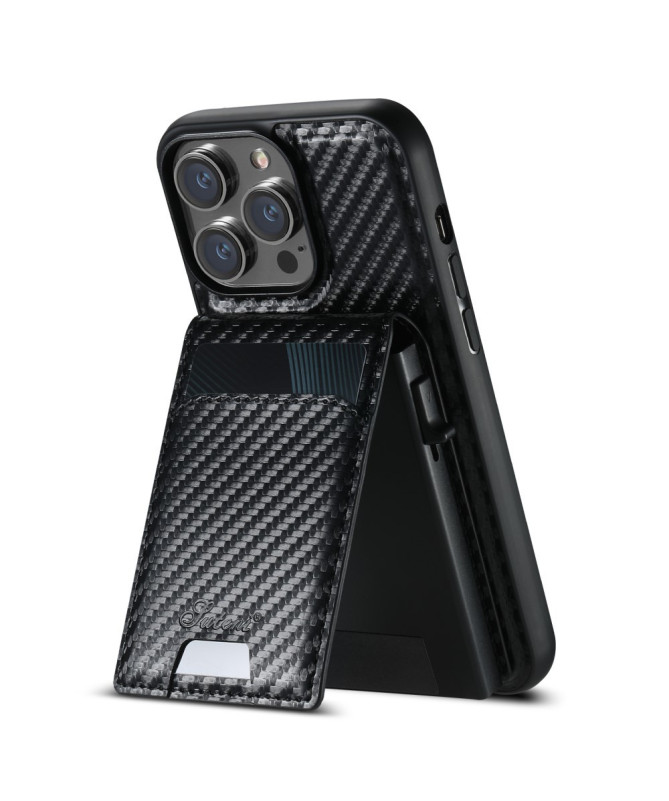 Coque iPhone 13 Pro SUTENI H19 Magnétique Fibre Carbone avec Porte-Car