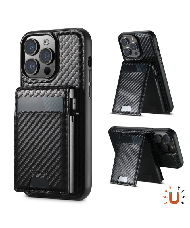 Coque iPhone 13 Pro SUTENI H19 Magnétique Fibre Carbone avec Porte-Car