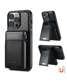 Coque iPhone 13 Pro SUTENI H19 Magnétique Fibre Carbone avec Porte-Car