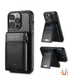 Coque iPhone 13 Pro SUTENI H19 Magnétique Fibre Carbone avec Porte-Car