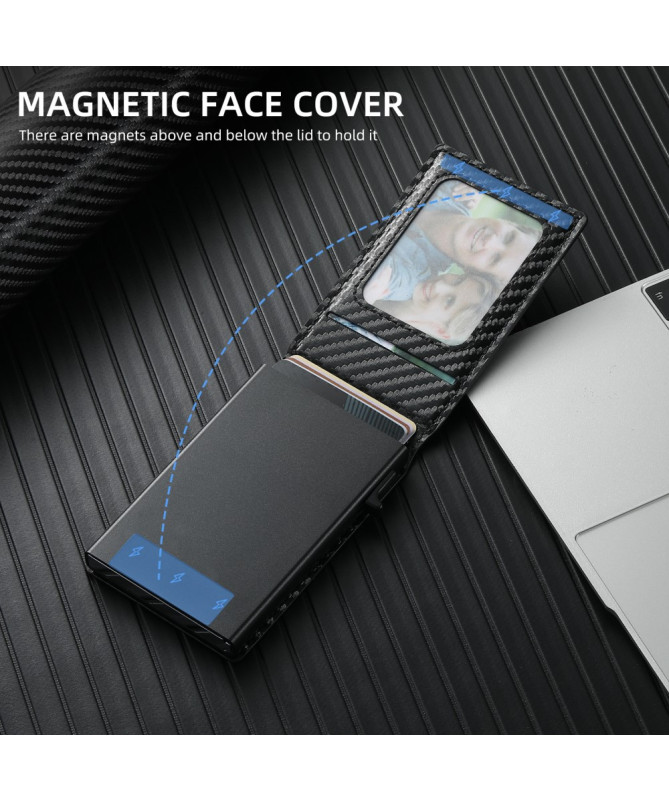 Coque iPhone 13 Pro SUTENI H19 Magnétique Fibre Carbone avec Porte-Car