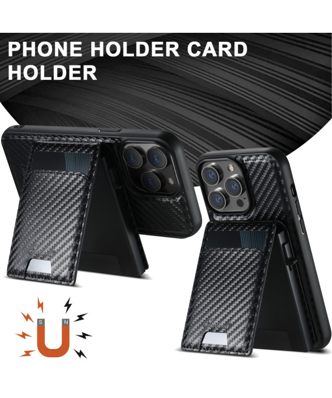 Coque iPhone 13 Pro SUTENI H19 Magnétique Fibre Carbone avec Porte-Car