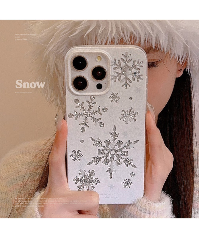 Coque iPhone 13 Pro | Flocons de Neige en Relief