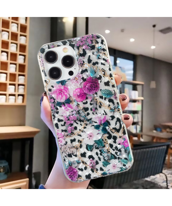 Coque iPhone 13 Pro | imprimé léopard et floral