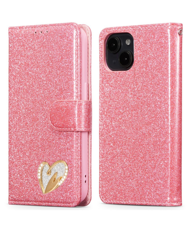 Housse iPhone 13 Mini Pailletée avec Fermeture Magnétique et Support
