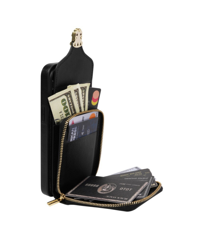 Housse iPhone 13 mini Portefeuille Fermeture Éclair avec Dragonne Modèle 3