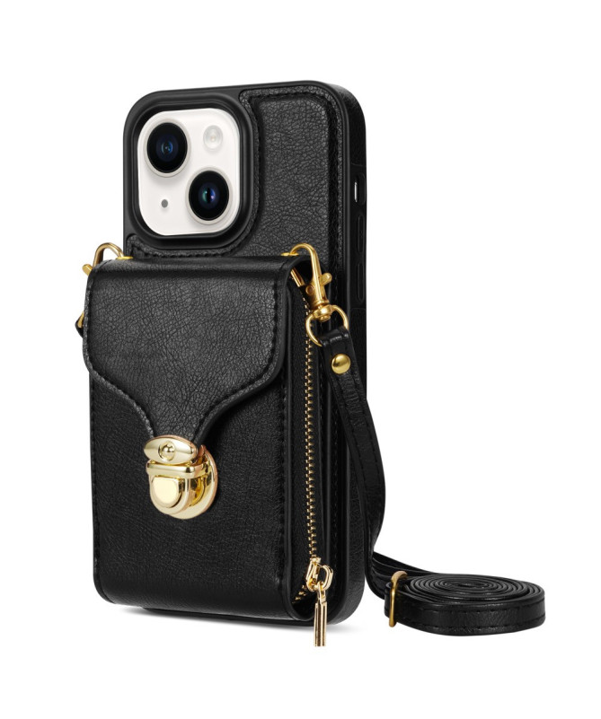 Housse iPhone 13 mini Portefeuille Fermeture Éclair avec Dragonne Modèle 3