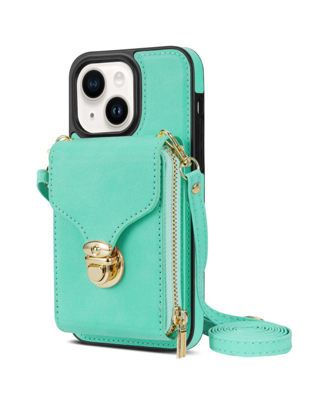 Housse iPhone 13 mini Portefeuille Fermeture Éclair avec Dragonne Modèle 3