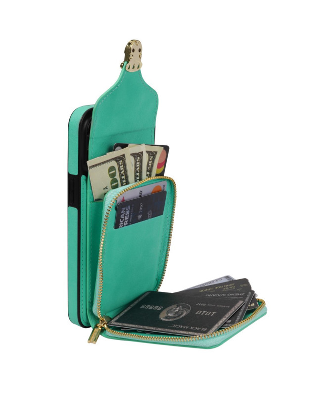Housse iPhone 13 mini Portefeuille Fermeture Éclair avec Dragonne Modèle 3