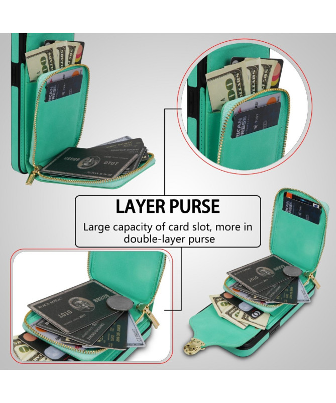 Housse iPhone 13 mini Portefeuille Fermeture Éclair avec Dragonne Modèle 3