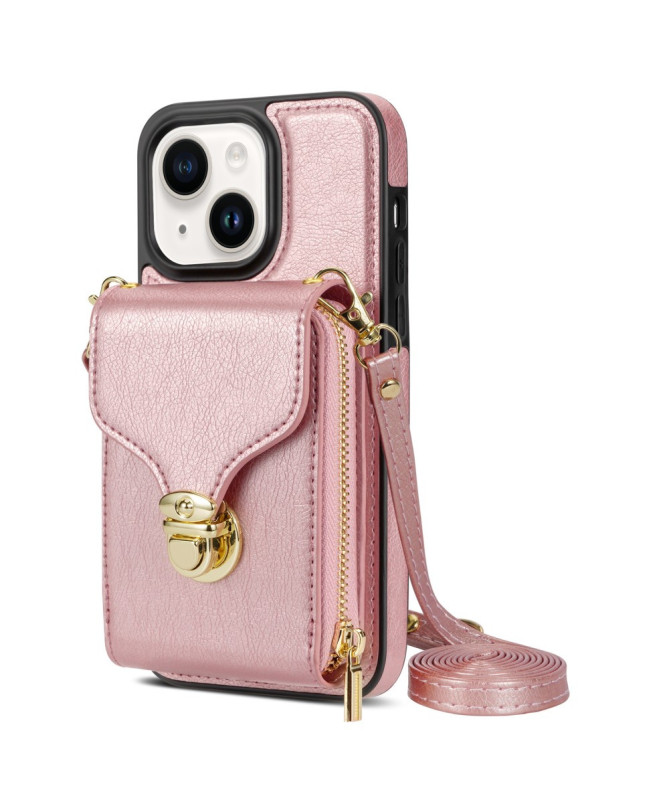 Housse iPhone 13 mini Portefeuille Fermeture Éclair avec Dragonne Modèle 3