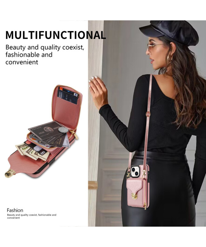 Housse iPhone 13 mini Portefeuille Fermeture Éclair avec Dragonne Modèle 3