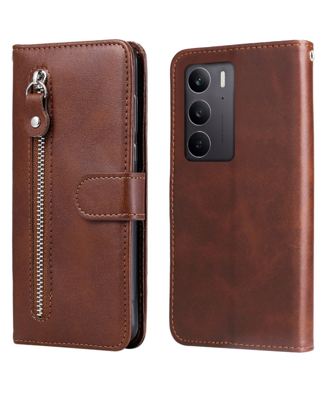 Housse Realme 14x 5G Zipper Pocket effet cuir