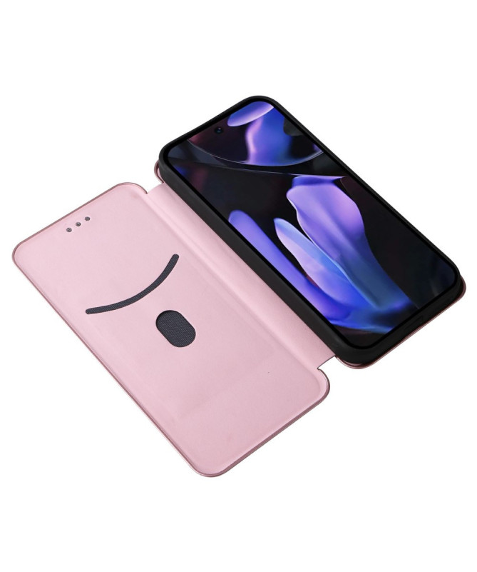 Flip Cover Google Pixel 9a design fibre de carbone