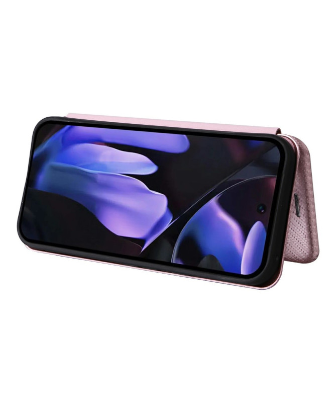 Flip Cover Google Pixel 9a design fibre de carbone