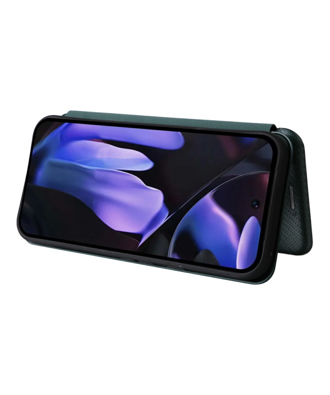 Flip Cover Google Pixel 9a design fibre de carbone