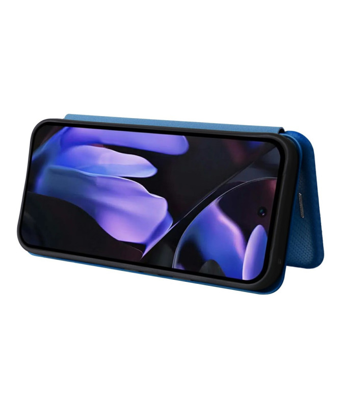 Flip Cover Google Pixel 9a design fibre de carbone