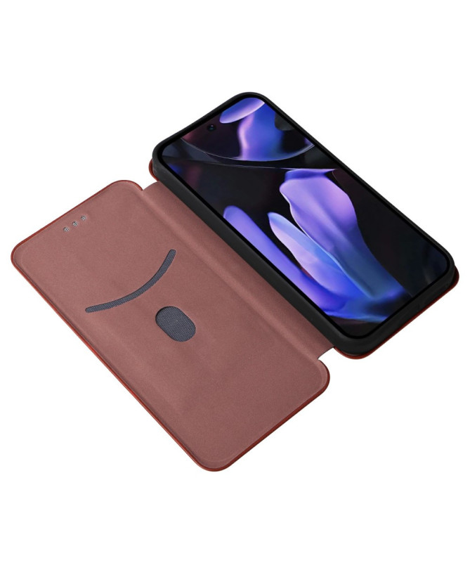 Flip Cover Google Pixel 9a design fibre de carbone