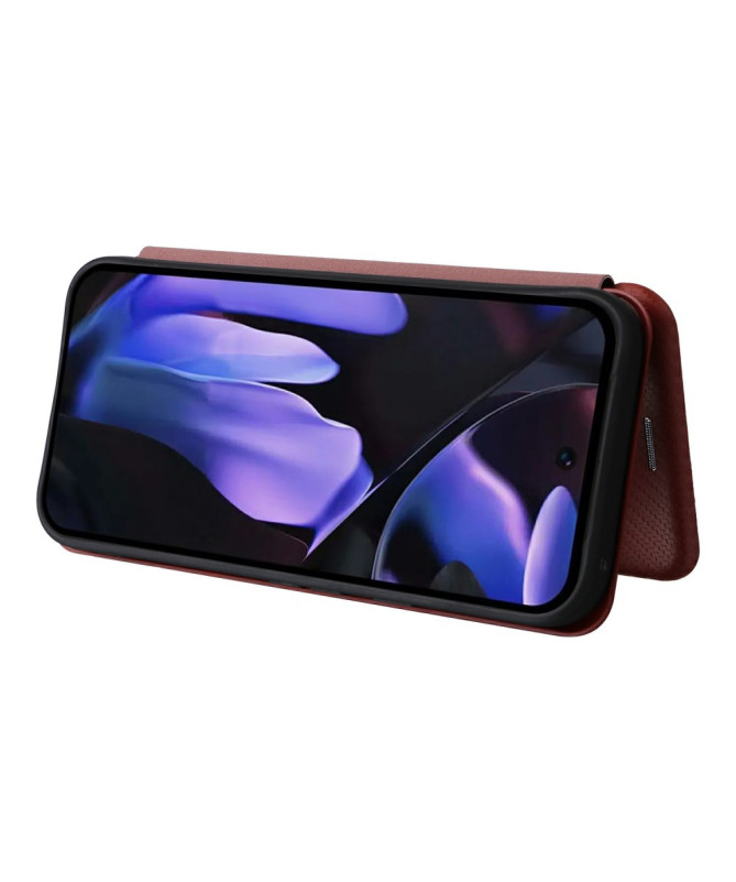 Flip Cover Google Pixel 9a design fibre de carbone