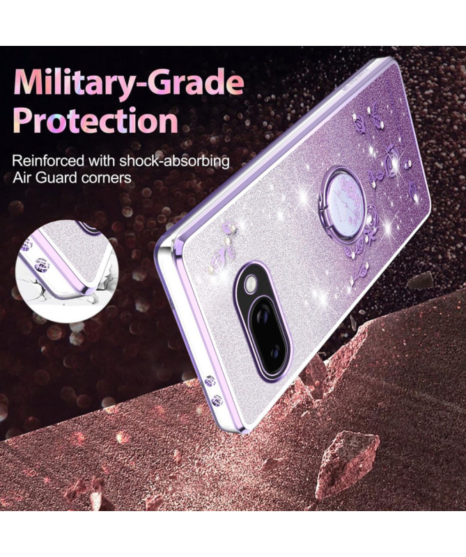 Coque Google Pixel 9a Glamour Glitz avec Anneau