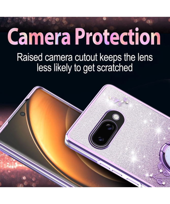 Coque Google Pixel 9a Glamour Glitz avec Anneau