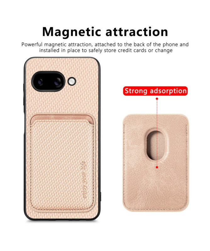 Coque Google Pixel 9a Fibre de Carbone Porte-cartes détachable