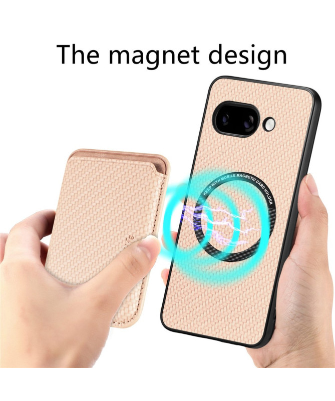 Coque Google Pixel 9a Fibre de Carbone Porte-cartes détachable