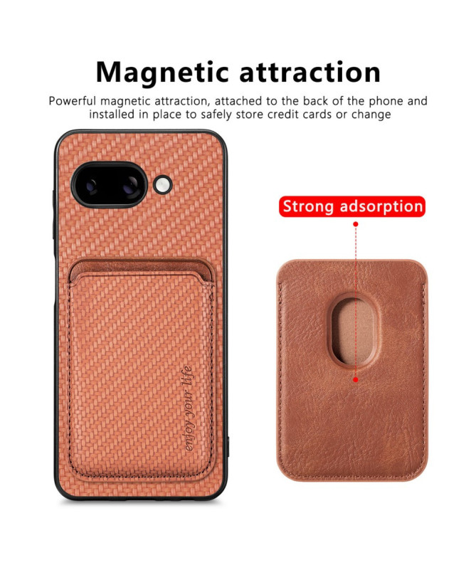 Coque Google Pixel 9a Fibre de Carbone Porte-cartes détachable