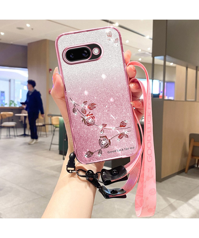 Coque Google Pixel 9a Glamour Glitz avec Sangle