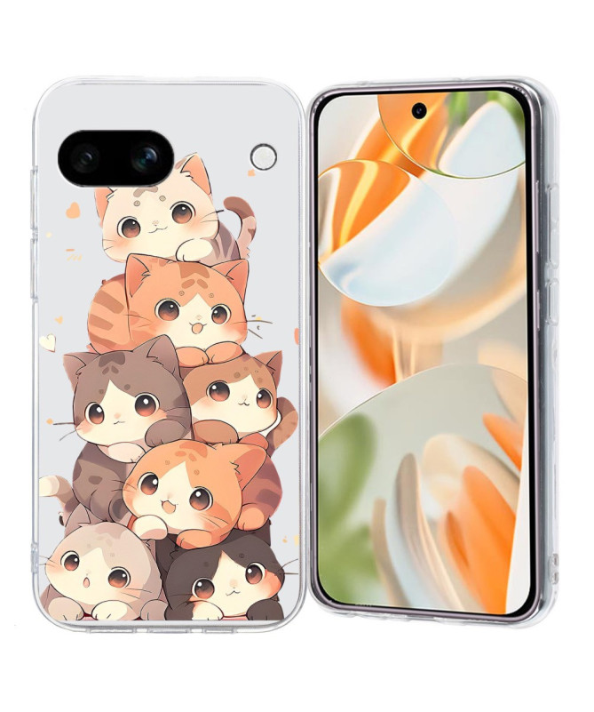 Coque Google Pixel 9a Petits Chats Empilés
