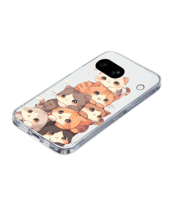 Coque Google Pixel 9a Petits Chats Empilés