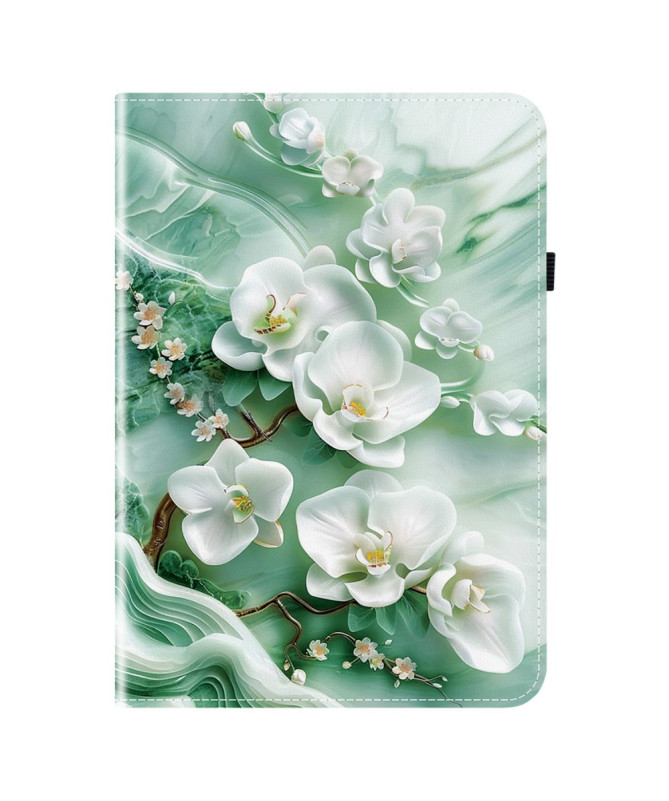Housse iPad 10.9 (2022) / iPad (2025) Orchidée Sculpée Jade
