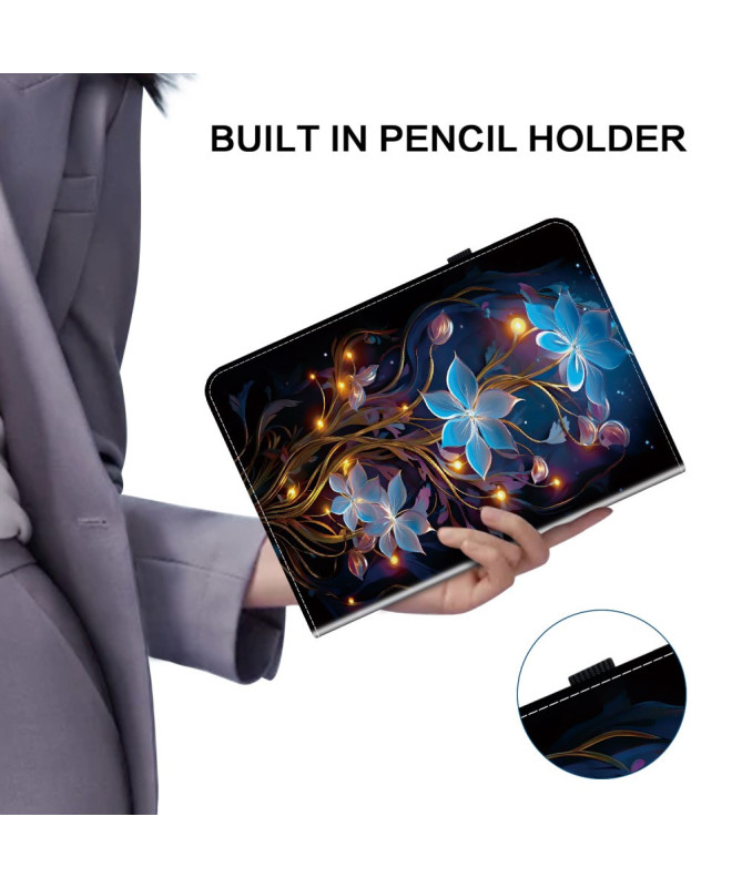 Housse iPad 10.9 (2022) / iPad (2025) Fleur Lanterne Bleue