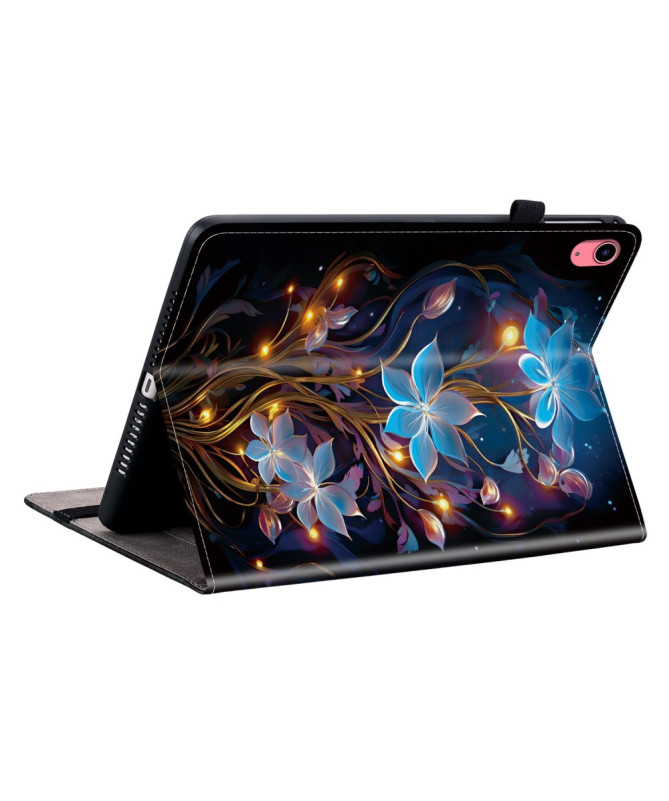 Housse iPad 10.9 (2022) / iPad (2025) Fleur Lanterne Bleue