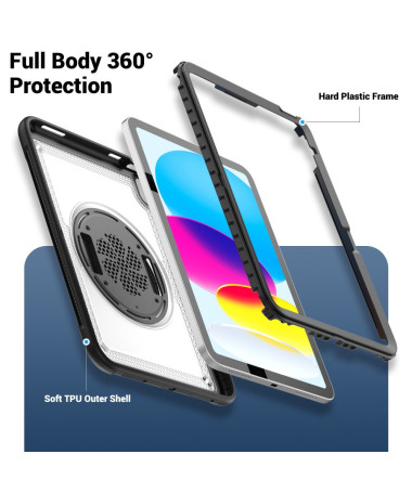 Coque iPad (2025) / 10.9 (2022) Antichoc Support Rotatif + Sangle Transparent - photo 37