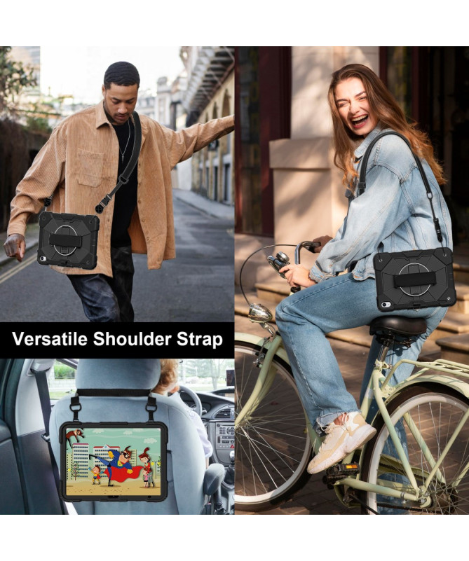 Coque iPad (2025) / 10.9 (2022) avec support, poignée rotative et band