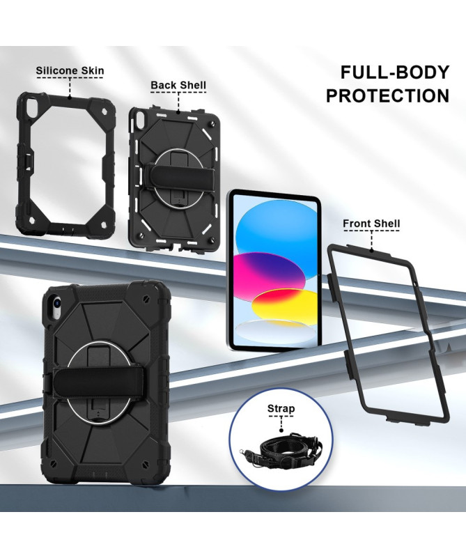 Coque iPad (2025) / 10.9 (2022) avec support, poignée rotative et band