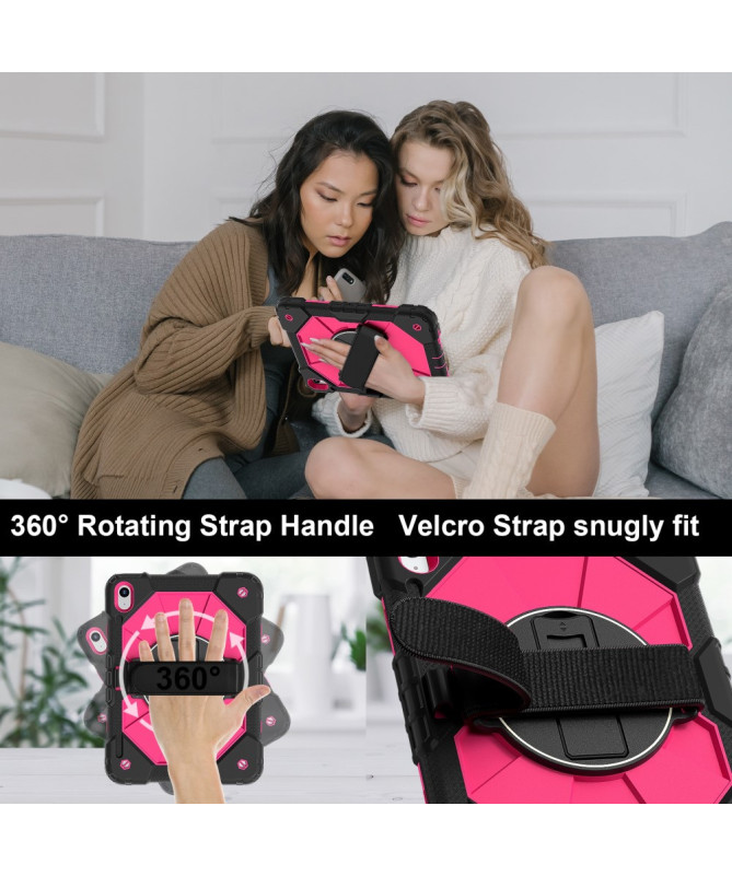 Coque iPad (2025) / 10.9 (2022) avec support, poignée rotative et band