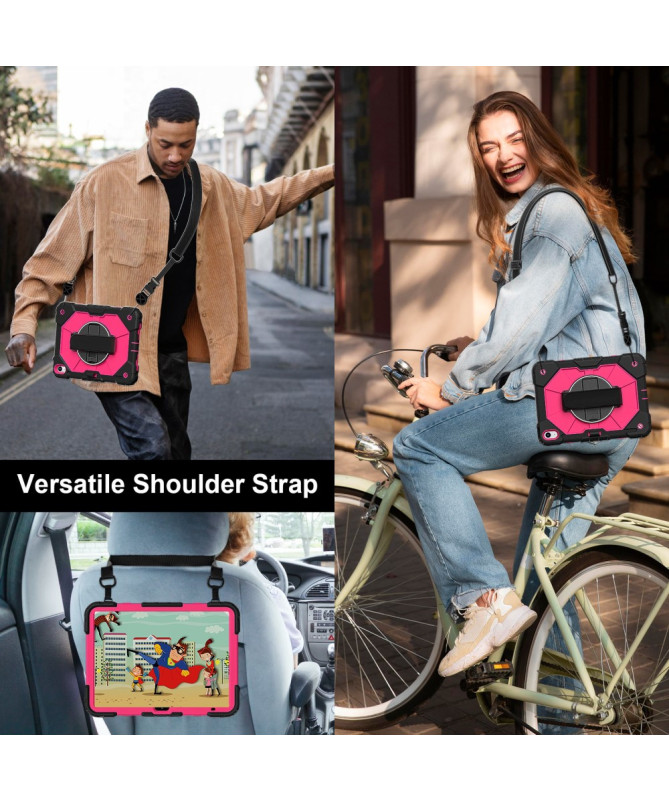 Coque iPad (2025) / 10.9 (2022) avec support, poignée rotative et band