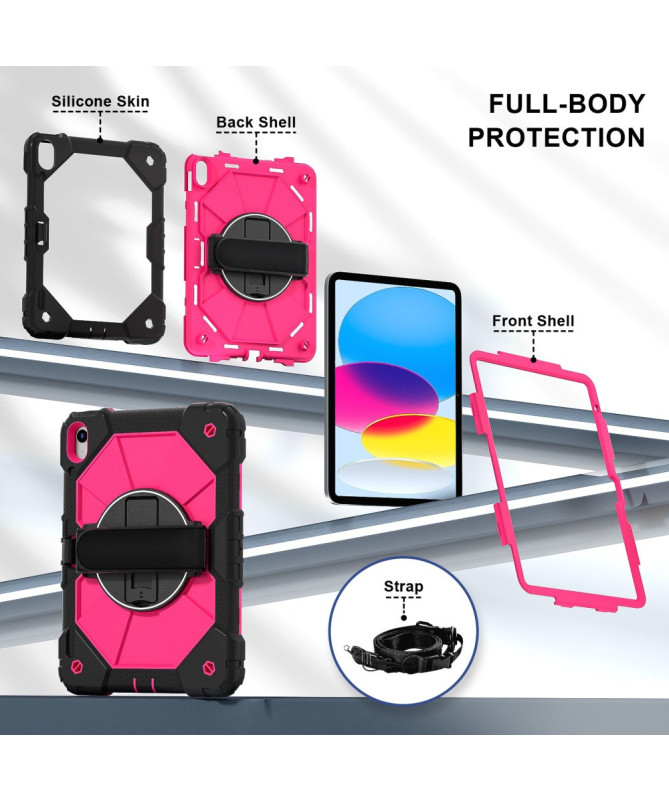 Coque iPad (2025) / 10.9 (2022) avec support, poignée rotative et band