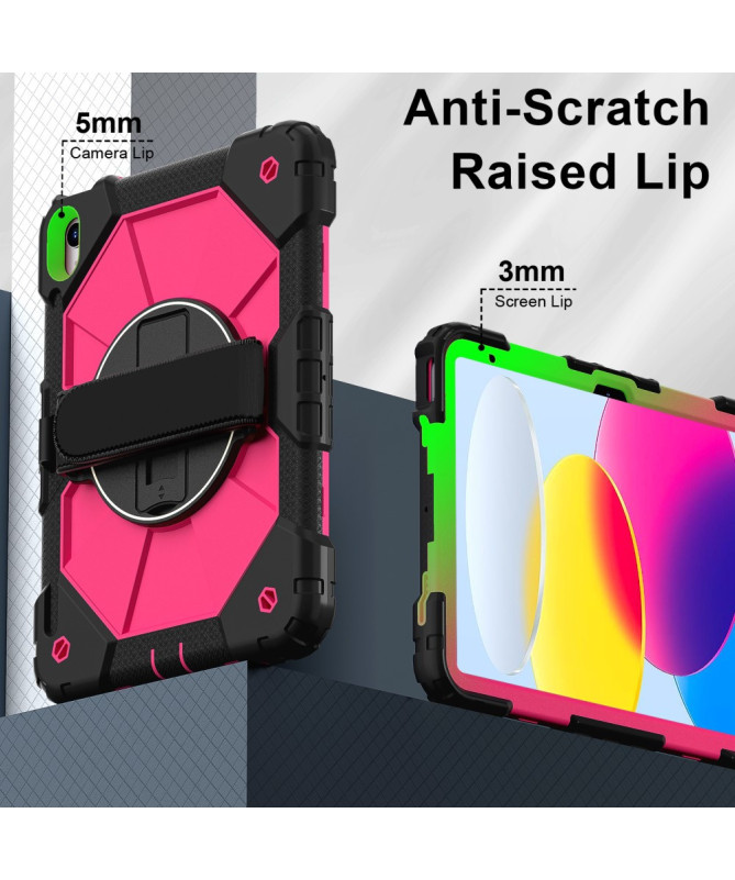 Coque iPad (2025) / 10.9 (2022) avec support, poignée rotative et band