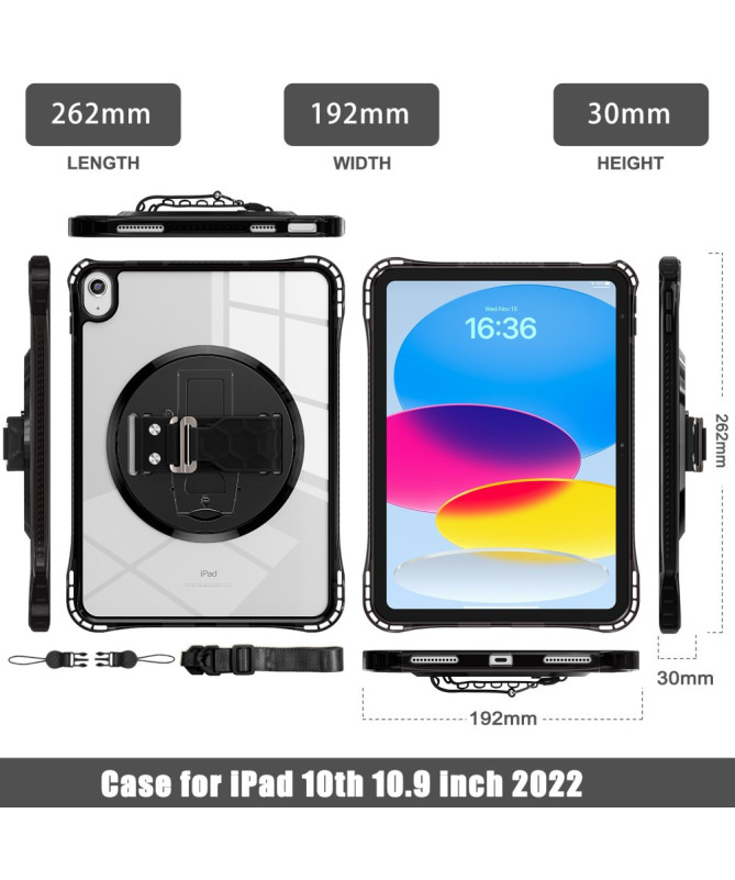 Coque iPad (2025) / 10.9 (2022) avec sangle main et bandoulière | Rigg