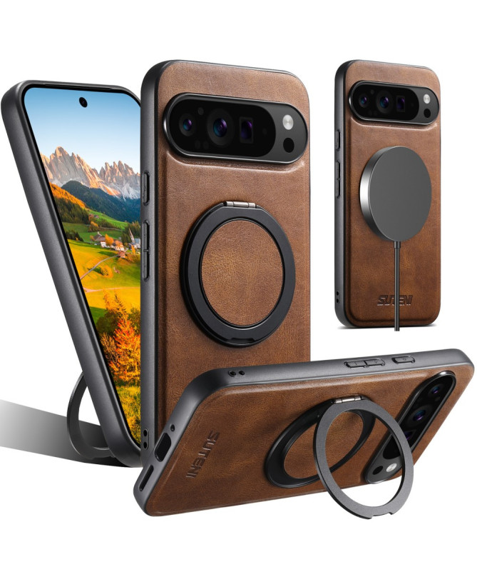 Coque Google Pixel 9 / 9 Pro | Ring Magnétique Effet Cuir Lisse