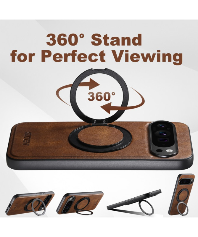 Coque Google Pixel 9 / 9 Pro | Ring Magnétique Effet Cuir Lisse