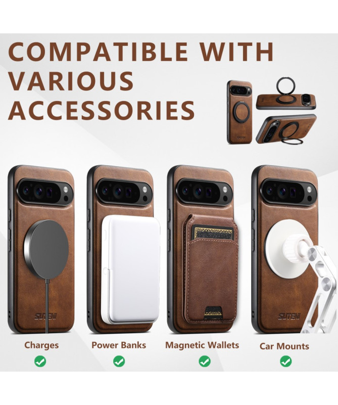 Coque Google Pixel 9 / 9 Pro | Ring Magnétique Effet Cuir Lisse
