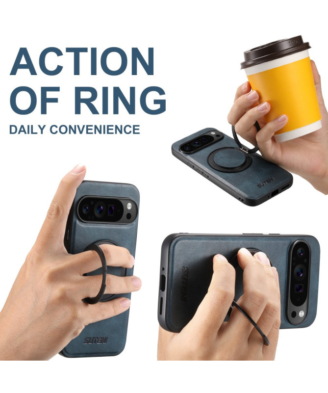 Coque Google Pixel 9 / 9 Pro | Ring Magnétique Effet Cuir Lisse