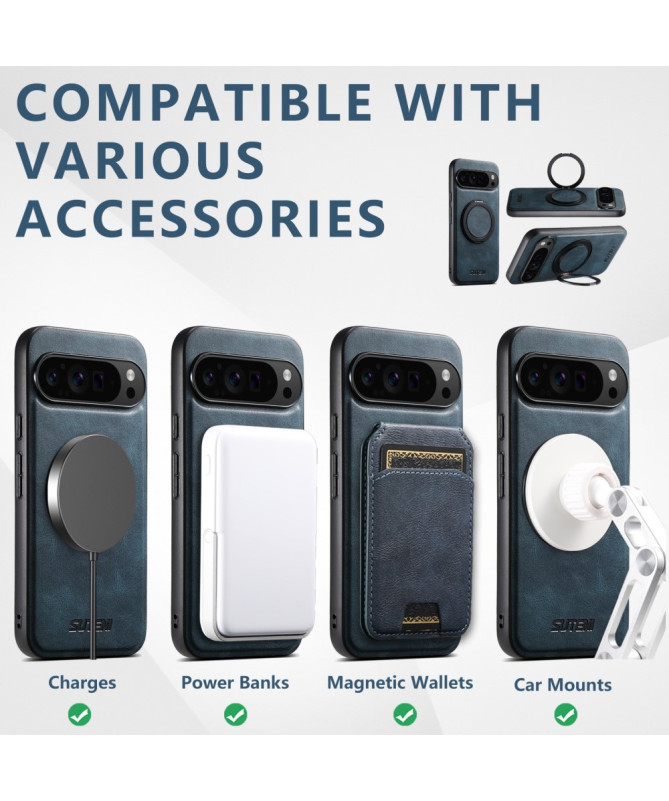 Coque Google Pixel 9 / 9 Pro | Ring Magnétique Effet Cuir Lisse